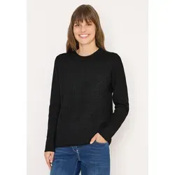 Strickpullover CECIL, Damen, Gr. S (38), schwarz melange, Web, 37% Baumwolle, 34% Polyacryl, 26% Polyester, 3% Elasthan, unifarben, normal normal, Rundhals, Bündchen, Pullover Strickpullover, aus Feinstrick