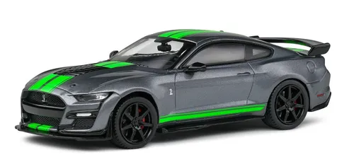 Ford Shelby Mustang GT500 2020 Modellauto 1:43 - Modellauto im Maßstab 1:43, detailgetreu und ideal für Sammler, in stylischem Grau mit neon grünen Akzenten – ein echter Hingucker für jedes Auto-Enthusiasten-Regal.