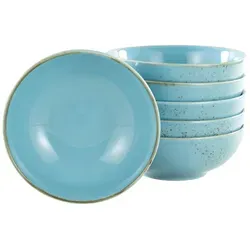 Creatable Schüsselset 6-teilig in Blau aus Keramik - Schalen & Schüsseln - 6-teiliges Set aus Steinzeug in auffälligem Blau, ideal für Müsli, Salate und Dips, mikrowellengeeignet und spülmaschinenfest.