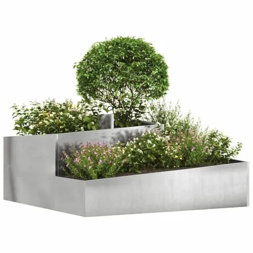 vidaXL Gartenblumentopf Silber 100 x 100 x 50 cm Edelstahl von vidaXL