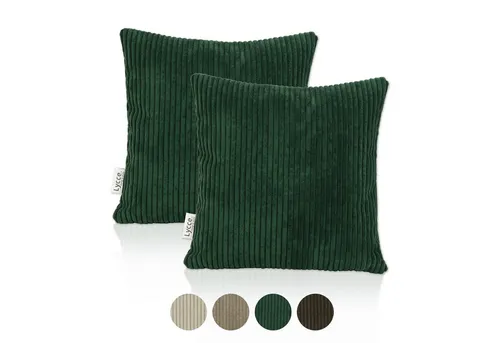 Lycce Dekokissen Kissenbezug 2er Set CORD Stoff (40 x 40 cm) mit Reißverschluß