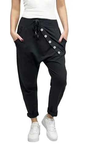 Mississhop 295 Damen Sweatpants - Boyfriend Jogginghose in Schwarz - Sport-Jogginghosen für Damen, lässige Boyfriend Passform mit elastischem Gummibund und Tunnelzug für optimalen Komfort, ideal für Freizeit und Sport.