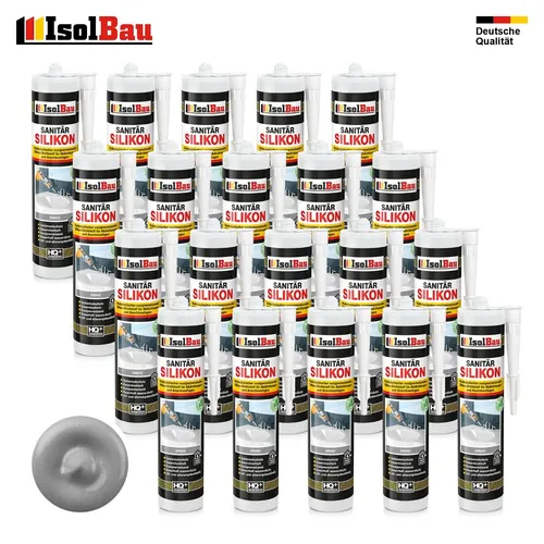 Sanitär Silikon Grau 20 x 300 ml Dichtstoff Küche Dusche Abdichten Kleben Bad