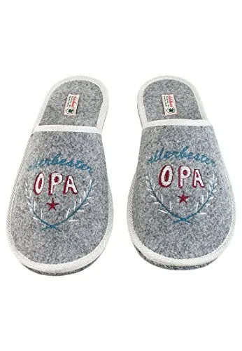Adelheid Allerbester Opa Filzpantoffel grau - mit Geschenkverpackung - made in Portugal - besonderes Geschenk