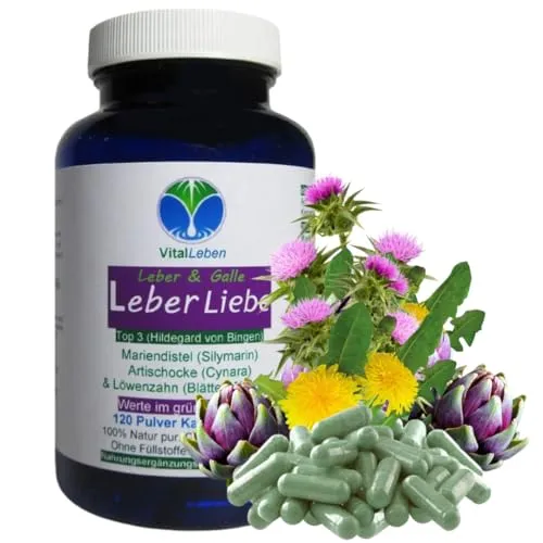 BITTERSTOFFE Mariendistel Artischocke Löwenzahn 120 Kapseln LEBER & GALLE Komplex TOP 3 nach Hildegard von Bingen 