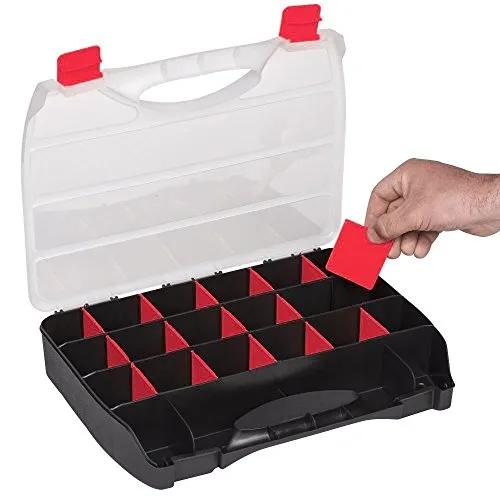 XL Sortimentskasten Organizer mit 15 variablen Einteilern und großem Stauraum von Kreher, Maße 36,4 x 26,8 x 6,6 cm