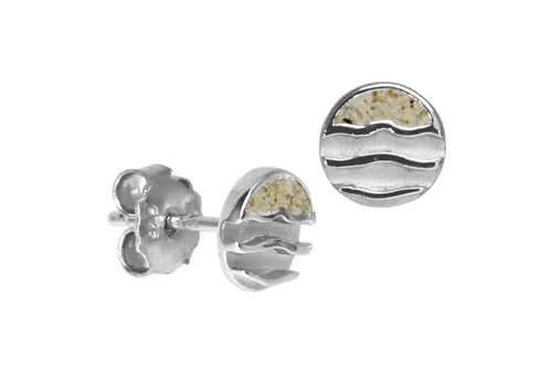 DUR Paar Ohrstecker - Strandwellen 7,5 mm aus Strandsand und Silber 925 - Ohrstecker aus Sterlingsilber mit echtem Strandsand, 7,5 mm Durchmesser. Ein einzigartiges Schmuckstück, das Urlaubserinnerungen lebendig hält und anlaufgeschützt ist.