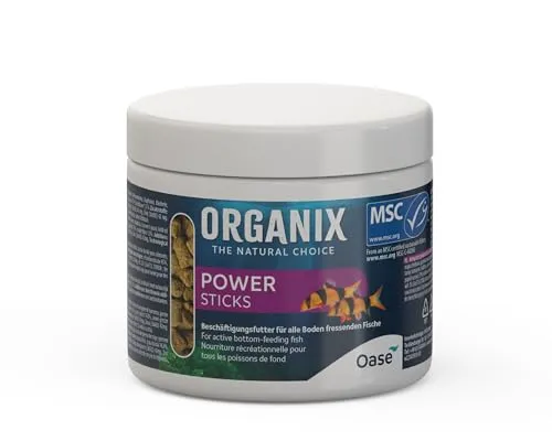 OASE ORGANIX Power Sticks 175 ml - Snack für schwimmfreudige Aquarienfische, mit hohem Proteinanteil, Beschäftigungsfutter für Welse, Garnelen, Schmerle