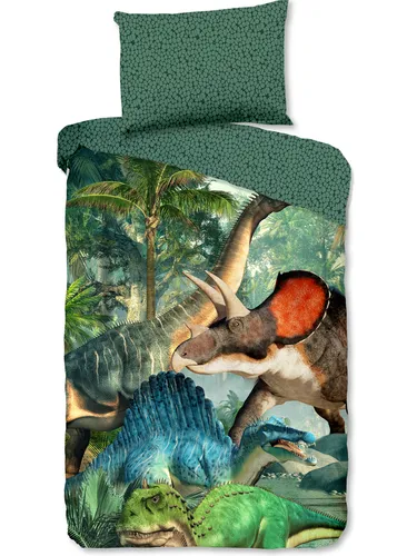 Good Morning Bettwäsche-Set in Grün, 135x200 cm für Kinder - Hochwertiges Bettwäsche-Set in Grün für Kinderbetten, aus 100% Baumwolle, strapazierfähig und pflegeleicht. Mit Reißverschluss für einfachen Bezugwechsel.