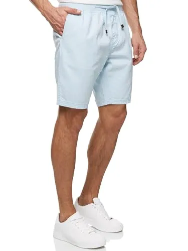 Indicode Herren Carver Chino Shorts mit Kordelzug aus Baumwolle | Bermuda Sommershorts für Männer Sky Blue, XL