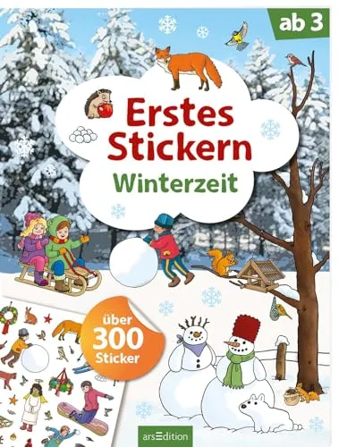 Erstes Stickern – Winterzeit: Über 300 Sticker | Erstes Stickerheft für Kindergarten-Kinder ab 3 Jahren