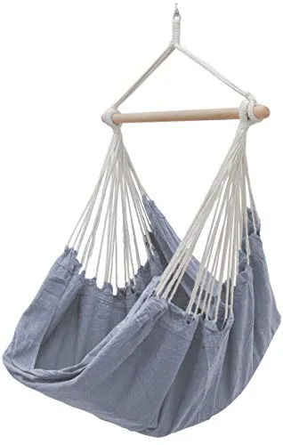 Eyepower XXL Hängesessel - 185x130cm, bis 150 kg - Hängesessel aus 100% Baumwolle, belastbar bis 150 kg. Ideal für drinnen und draußen, bietet Platz für 2 Personen und sorgt für optimalen Komfort.
