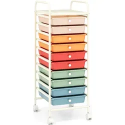 COSTWAY Rollcontainer mit 10 stapelbaren Schubladen