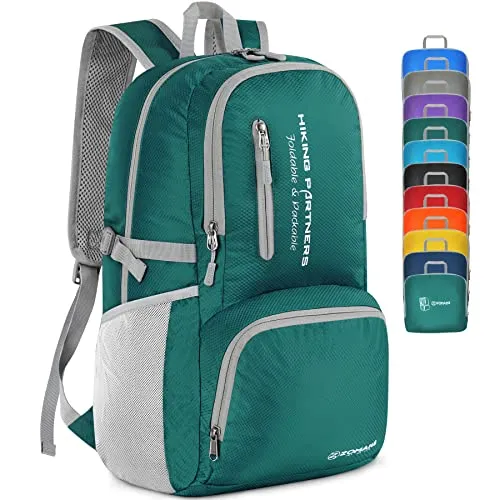 ZOMAKE Leicht Faltbarer Rucksack Packbare Backpacks 35L,Kleiner Rucksäcke Wanderrucksack Wasserdicht Rucksäcke für Damen Herren Outdoor Wandern(Dunkelgrün)