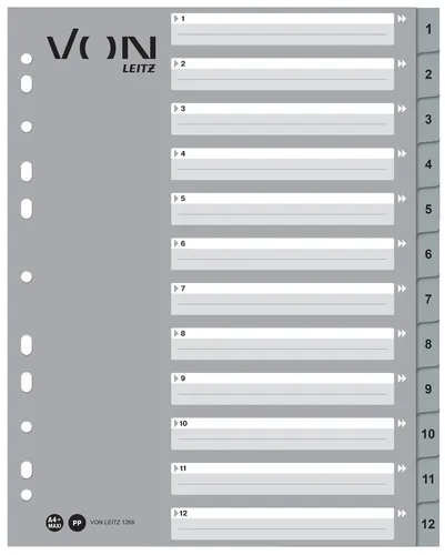 LEITZ Register, 1-12, DIN A4 12680085