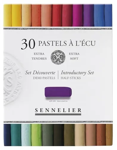 Sennelier Pastells Soft Half ST sortiert, Einheitsgröße - Hochpigmentierte Ölpastellkreiden für kreative Kunstwerke auf verschiedenen Oberflächen. Ideal für Multimedia-Effekte mit 30 vielseitigen Farben im praktischen 14,6 x 19,1 cm Paket.