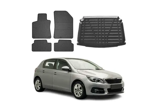 OMAC Auto-Fußmatten Kofferraumwanne Set für Peugeot 308 (2014-2021) - Hochwertige Gummi-TPE Matten, wasserdicht und rutschfest, für optimalen Schutz und einfache Reinigung im Innenraum Ihres Peugeot 308.