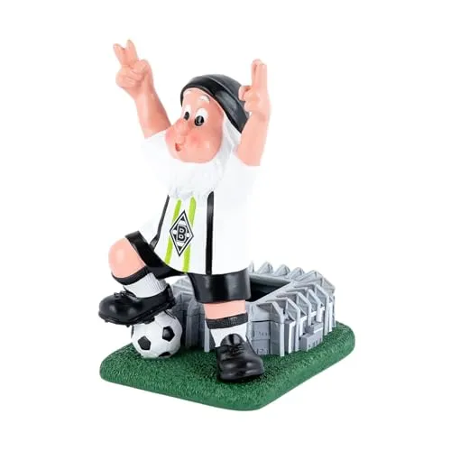 Borussia Mönchengladbach Gartenzwerg Stadion - Offizieller Fanartikel aus dem Fohlenshop, wetterfester Gartenzwerg in Vereinsfarben mit Borussia Park Abbildung, ideal für den Garten.