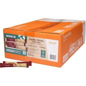 Hellma Zuckersticks nachhaltig, weißer Zucker, je 4g, 1000 Stück