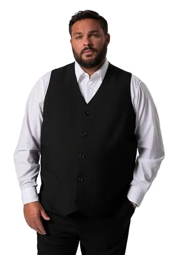 Men Plus Herren Weste in Schwarz (L-8XL) - Elegante Business-Weste mit speziellem Schnitt bis Gr. 82/41, 5-Knopf-Verschluss und 2 praktischen Taschen für einen stilvollen Auftritt.