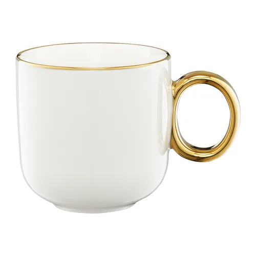 Kaffeebecher Gold Becher Porzellan Kaffeetasse Tasse Royal weiß 380 ml