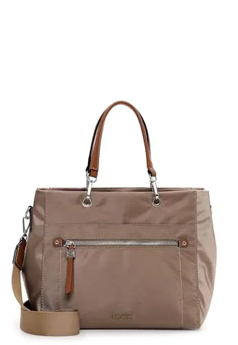 EMILY & NOAH Handtasche Esther - Beige - Stilvolle beigefarbene Handtasche mit zwei Tragegriffen und praktischen Reißverschlussfächern. Ideal für den Alltag und mit robustem Stoff für langanhaltende Nutzung.