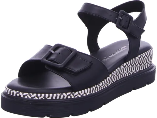 Keilsandalette TAMARIS, Damen, Gr. 38, schwarz - Wanderschuhe, modische Riemchensandale aus Leder mit 5 cm Absatzhöhe und komfortablem Touch it Dämpfungssystem – ideal für den Sommer!