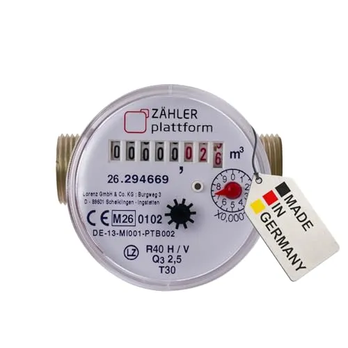 ZÄHLER plattform Wasserzähler 2026 Wasseruhr MADE IN GERMANY Qn 1,5 BL 80 mm 3/4 Zoll…