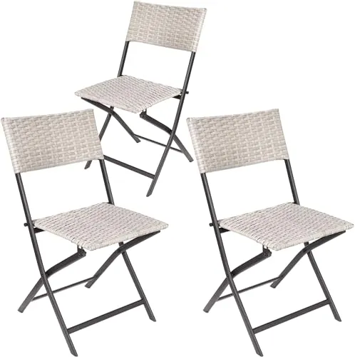 BRUBAKER 3er Set Gartenstuhl Lugano - Wetterfester Klappstuhl aus Polyrattan - Klappstühle für Garten, Balkon und Terrasse - Robust und wetterfest, ideal für den ganzjährigen Einsatz im Freien.