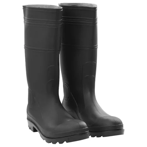vidaXL Gummistiefel Schwarz Größe 46 PVC - Wasserdichte Gummistiefel für optimale Fußtrockenheit bei jedem Wetter. Die rutschfeste Sohle sorgt für Stabilität und Flexibilität, perfekt für Gartenarbeit oder Ausflüge. Robust und langlebig für vielseitige Einsätze.