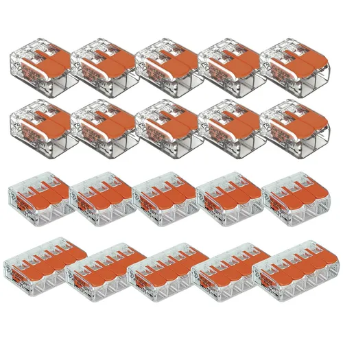 WAGO 221 Verbindungsklemmen 2 polig, 3 polig und 5 polig mit Hebel 20-teilig