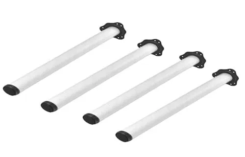 MonJar 4er Set Tischbeine Ø60mm Schreibtischfüße Tischfüße Stabil, Höhenverstellbar Höhe 710 mm + 30 mm inkl. Befestigungsmaterial (Weiß Höhe 1100mm)