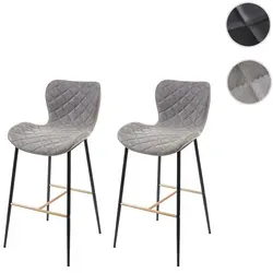 2er-Set Barhocker HWC-E55 mit Vintage goldfarbenen Streben - Barhocker aus Kunstleder mit stilvollem Rautenmuster, ideal für Esszimmer oder Bar. Maximale Belastbarkeit von 120 kg und inklusive Fußbodenschoner für optimalen Sitzkomfort.