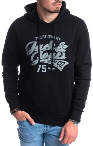 Jack & Jones Kapuzensweatshirt schwarz S (48) - Herren-Sweatshirt mit Kängurutasche, aus pflegeleichtem Material, ideal für sportliche Aktivitäten und lässige Looks.