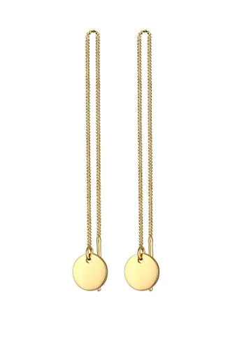 Elli Paar Ohrhänger Durchzieher Plättchen Kreis Hänger 925 Silber - Ohrhänger aus 925 Silber, variabel in der Länge und mit trendigem runden Plättchen-Design – der perfekte dezente Begleiter für jedes Outfit.