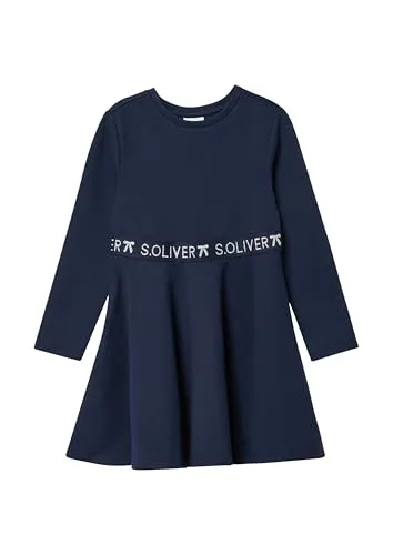 s.Oliver Kurzes Interlock-Kleid mit Logo-Glitzer-Tape in blau von s.Oliver