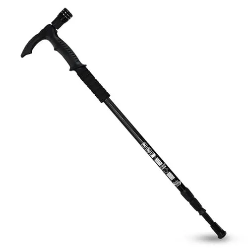 Fishtec Bâton de randonnée éclairant Beleuchteter Wanderstock, Schwarz, 67 cm