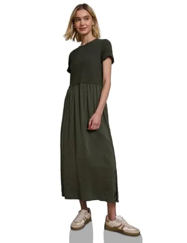 Street One Studio Damen Midi-Kleid mit Rundhals und Strukturmix