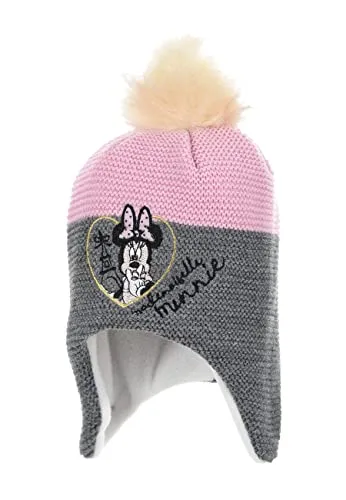 Sun City Minnie Mouse Baby Mädchen Winter-Mütze Bommelmütze (Grau, 48)