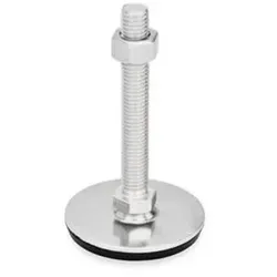 Edelstahl-Stellfuß 80, M12 x 100, Form D3 - mit Gummiauflage