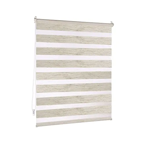 Victoria M. Doppelrollo Klemmfix ohne Bohren, 30 x 120 cm (BxH) Leinen, Rollo Fensterrollo lichtdurchlässig & verdunkelnd，Duo-Rollo Klemmmontage Zebrarollo für Fenster & Türen