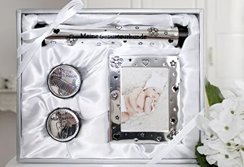 Niedliches Geschenkset zur Geburt oder Taufe für Junge und Mädchen Mein Erstes Jahr Geschenkidee Werdende Mutter Handabdruck Neugeborene Taufgeschenk Babygeschenk