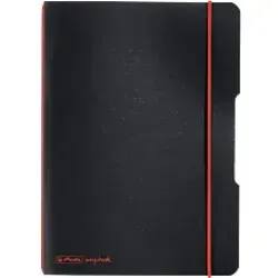 Herlitz 11361557 Notizheft My Book flex A5 - 40 Blatt kariert, hochwertiges 80g Papier und praktisches Wechselcover mit rotem Verschlussgummi