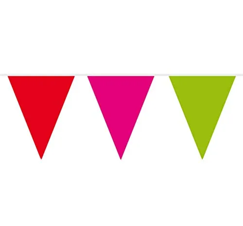 Folat Bunte Wimpelkette aus Kunststoff 10m Laenge