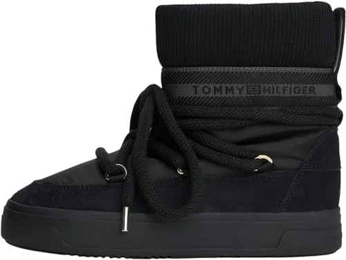 Tommy Hilfiger TOMMYTECH LOGOTAPE SNOWBOOT WARM Schnürboots in schwarz von Tommy Hilfiger