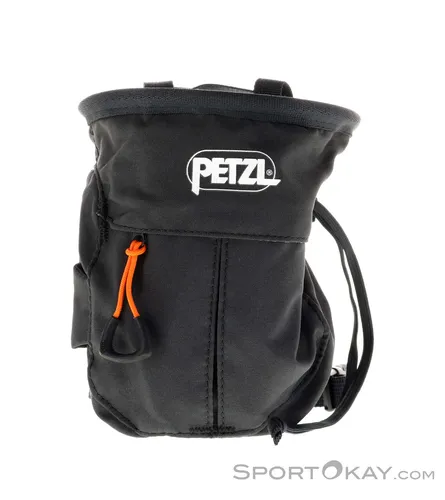 Petzl Sakapoche Black Chalkbag - Ergonomischer Chalkbag mit dehnbarer Balgtasche für Schlüssel und Snacks, ideal für Kletterer, leicht und praktisch mit einem optimalen Verschlusssystem.