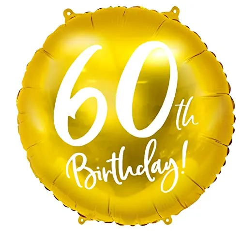 Luftballon 60. Geburtstag Gold Folienballon 60 Geburtstag Ballon 60 Frauen Männer 60th Birthday, 45cm, hochwertig, Helium geeignet