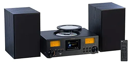 VR-Radio Micro-Stereoanlage ZX3169 - Kompakt-Stereoanlage mit Webradio, DAB+, CD-Player und Bluetooth, ideal für Musikliebhaber mit 300 W Leistung in elegantem Schwarz.