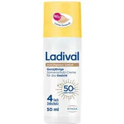 Ladival Anti-Pigment Getönt Sonnenschutz-Creme Gesicht LSF 50+ - Hochwirksame Sonnenschutz-Creme für das Gesicht mit LSF 50+, speziell für mittlere Hauttöne. Die getönte Formel kaschiert Unebenheiten und bietet zuverlässigen Schutz gegen UV-Strahlen.