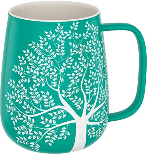 amapodo Jumbotasse - Große Tasse 600ml - XXL Tasse Groß - Grosse Kaffeetasse - Bürotasse - Kaffeepott - Geburtstag Geschenk Frauen - Kaffeebecher Porzellan - Keramik Tasse groß - Türkis